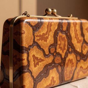 silk jacquard cosmetic clutch hidden pattern